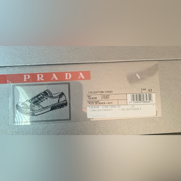 Prada Men's Black Leather Stratus Sneaker 4E3058 NIB size 6.5 - Picture 9 of 10